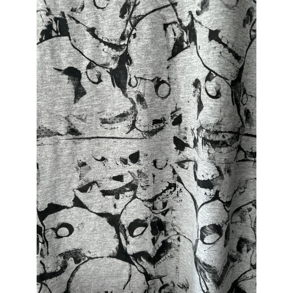 Vintage Nike Skull All Over Print AOP T Shirt Y2K XL Grey